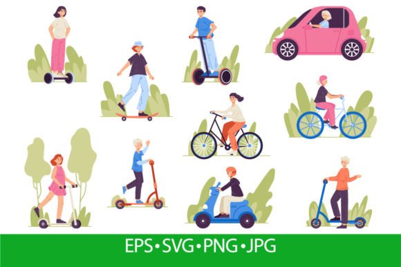 Download People Riding Electric Transport - Transport Collection