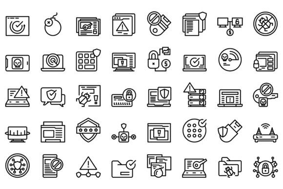 Download Antivirus Icons Set Outline Vector. - Virus Collection