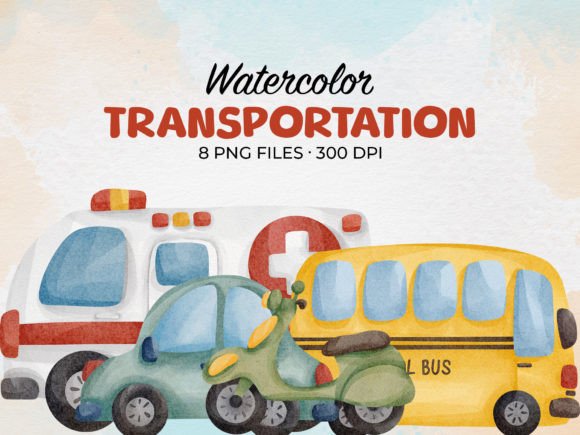 Download Watercolor Transportation Clip Art - Transport Collection