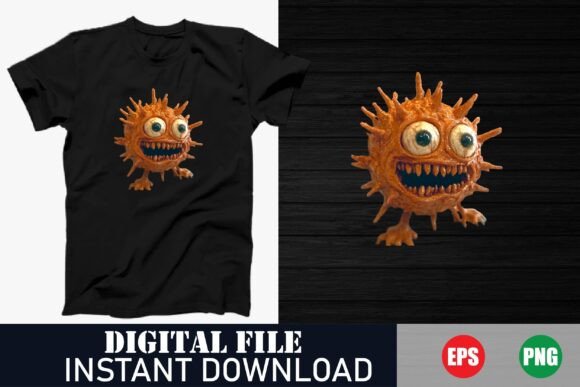 Download Cute but Scared Virus Graphic Tee - Virus Collection