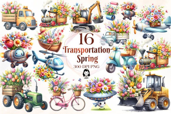 Download Transportation Spring Clipart Bundle - Transport Collection